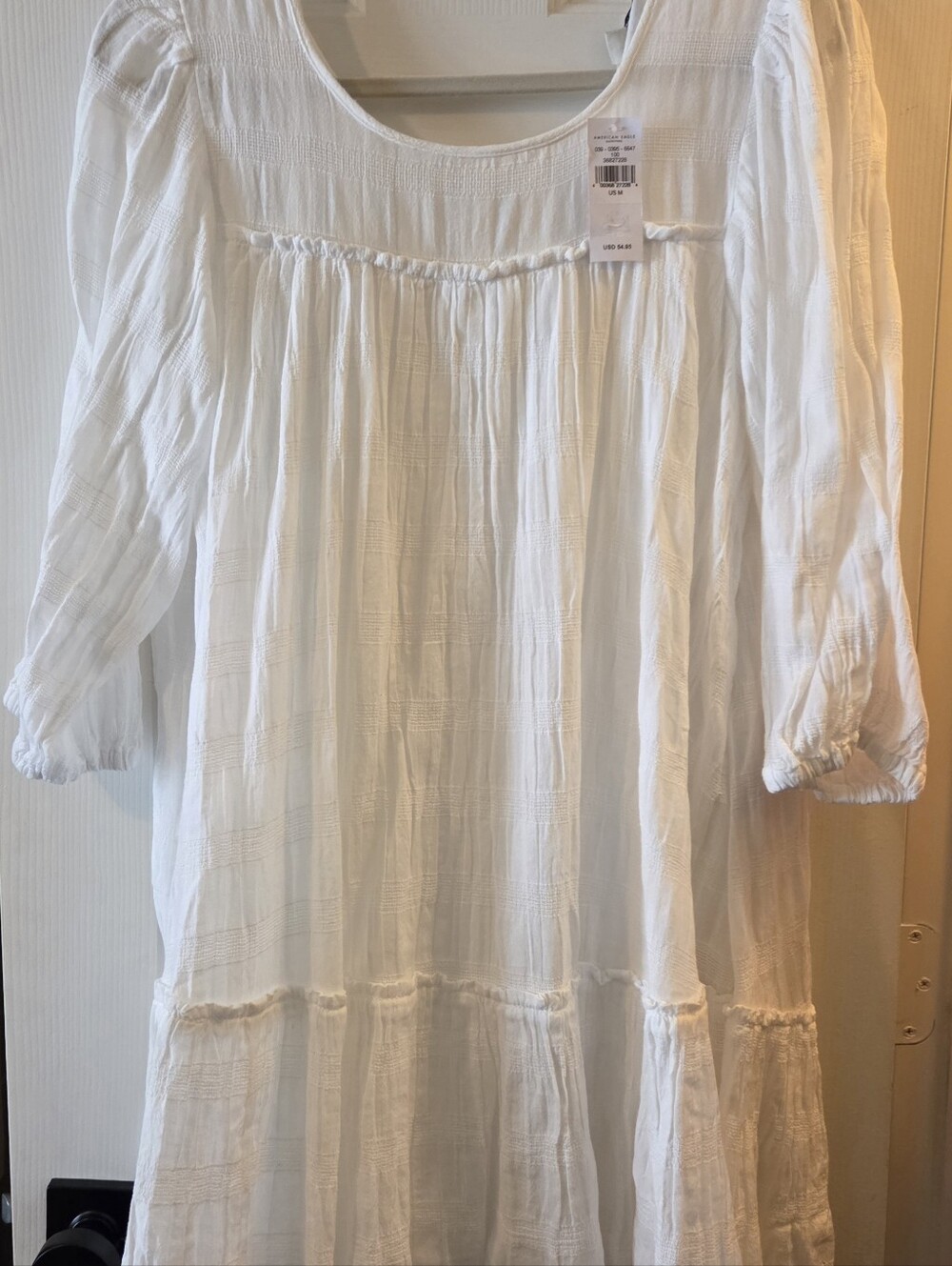 White Gauze Tiered Peasant Dress